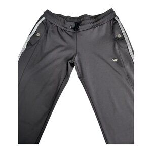 Rare Adidas 3 Stripe Men's Gray Track Pants with Silver Symbol and Buttons SZ L